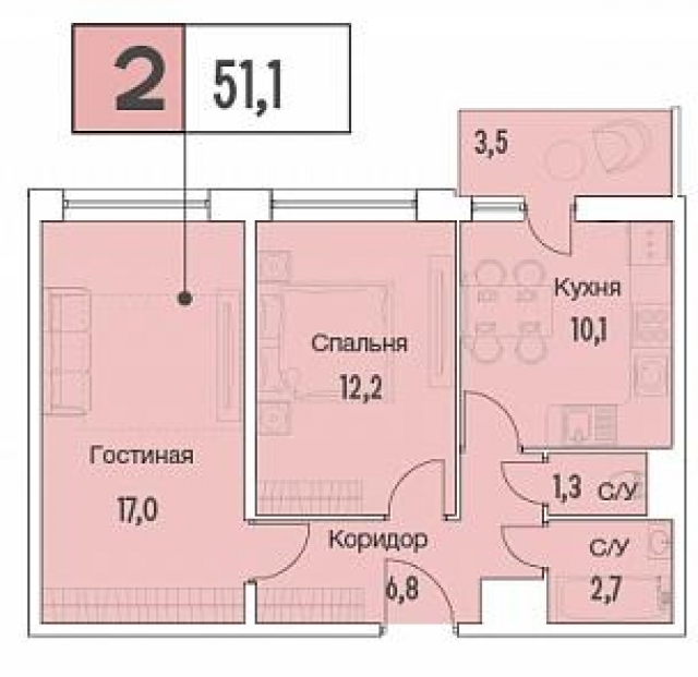 Планировка ЖК Аквилон Park, 29.2 м2