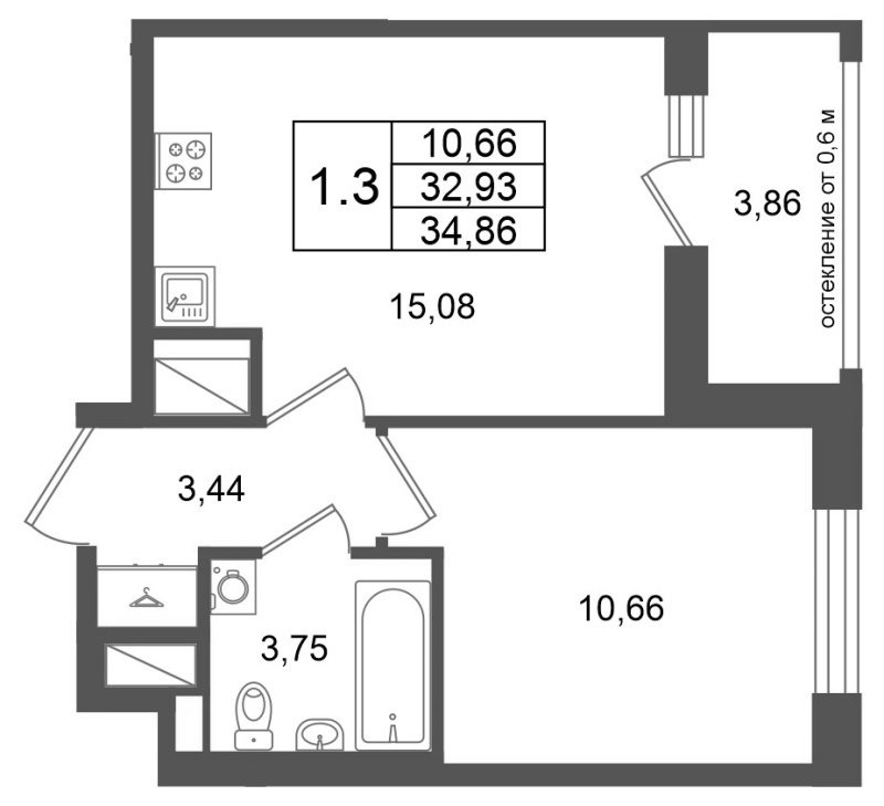 Продажа 1-комн квартиры в новостройке Новосаратовка д., Покровская Дорога ул.,  к. 14.2