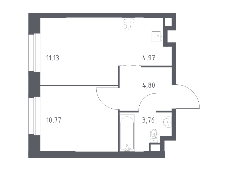 Продажа 1-комн квартиры в новостройке Cтолбово д., Проектируемый проезд № 7032,  к. 13