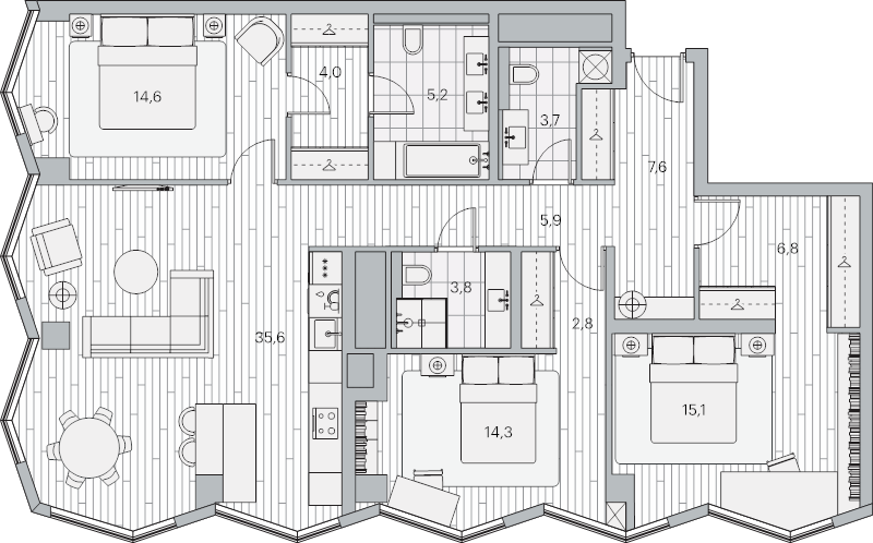 Продажа 3-комн квартиры в новостройке Москва г., Береговой проезд,  к. 1