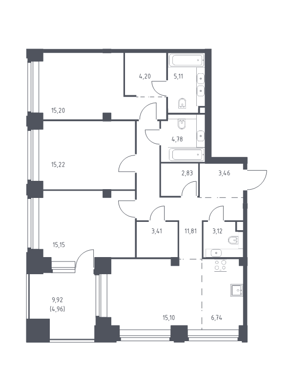 Продажа 3-комн квартиры в новостройке Москва г., Генерала Дорохова пр-кт,  к. 3