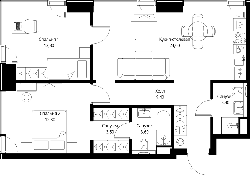Продажа 2-комн квартиры в новостройке Москва г., Верейская ул.,  к. Indigo 3
