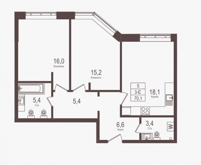 Планировка ЖК Городские резиденции SPIRES, 31.2 м2