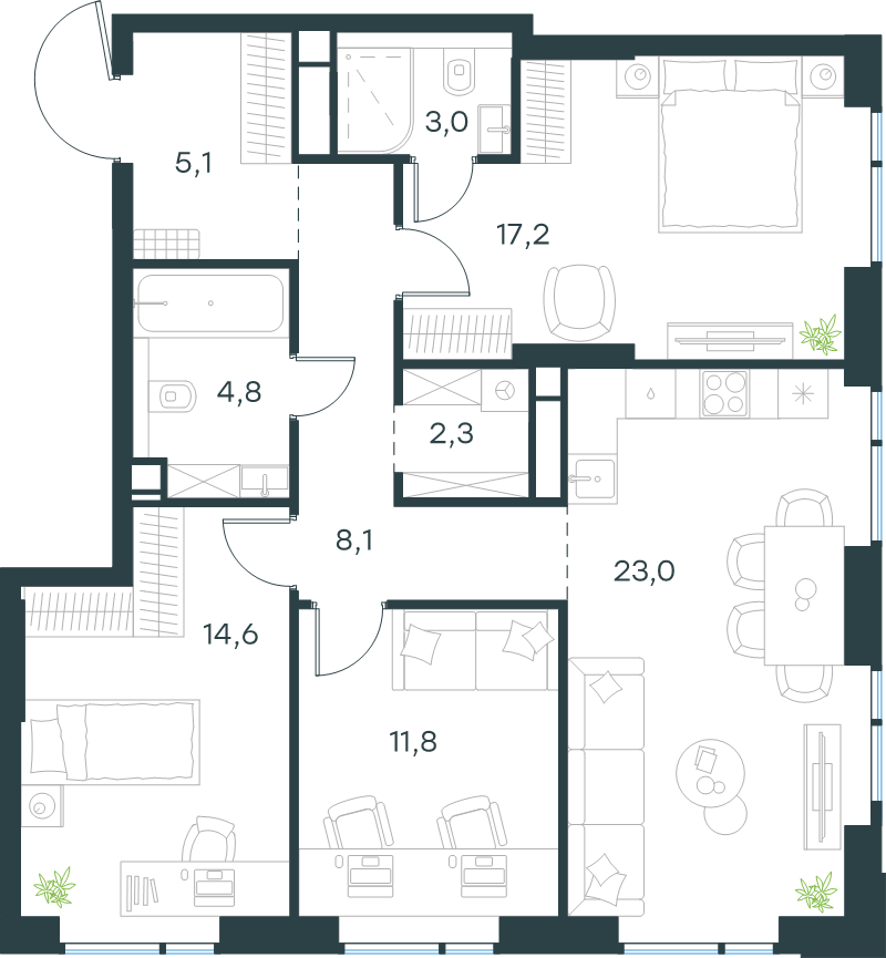 Продажа 3-комн квартиры в новостройке Москва г., Новопетровский проезд,  к. 4