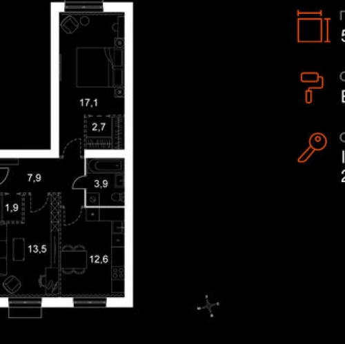 2-комн квартира Хлюпино, ул Заводская,  д. 23