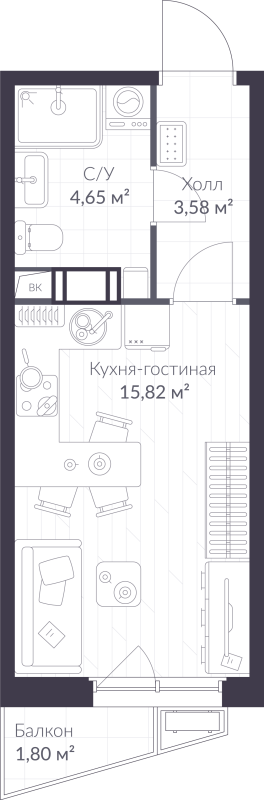 Продажа студии Сертолово г., Дмитрия Кожемякина ул.,  к. 6