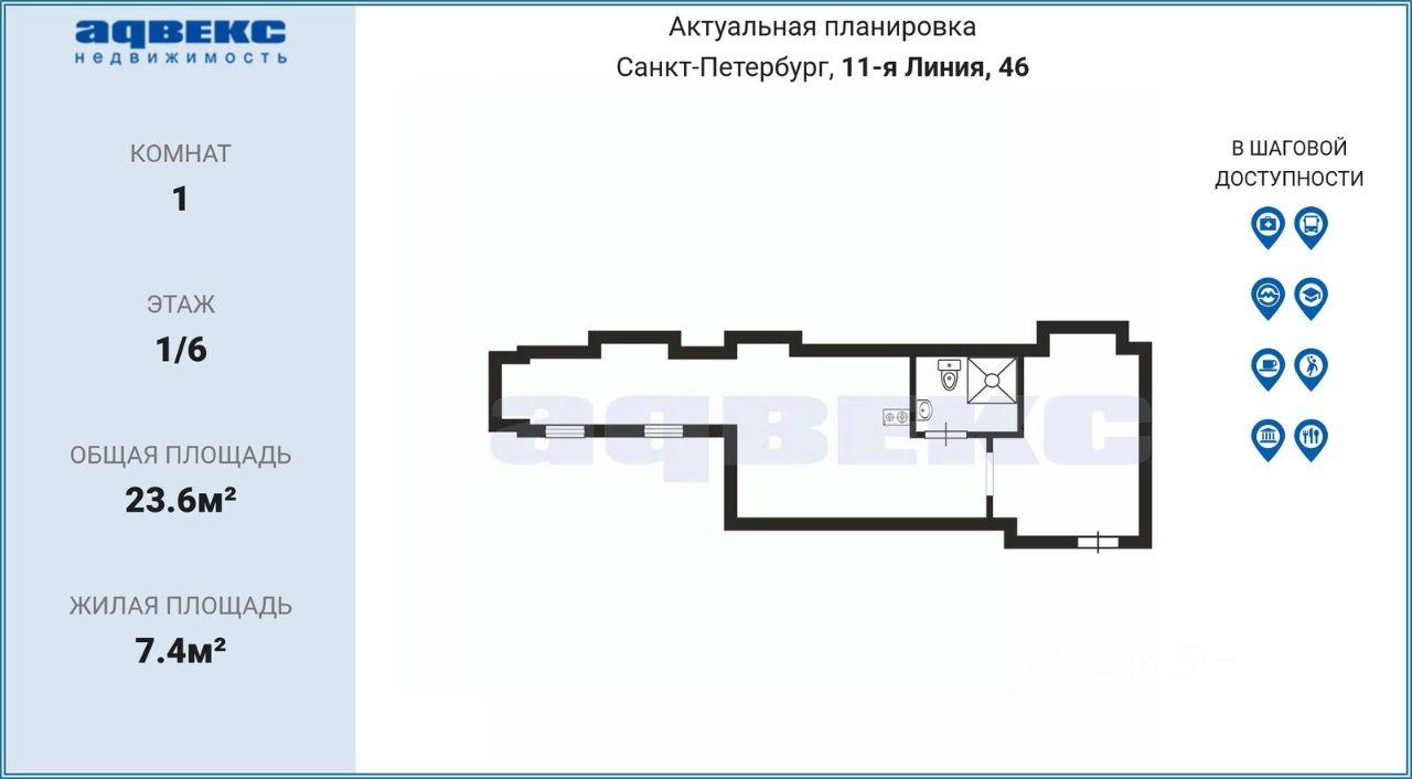 Продажа студии 11-я Васильевского острова линия, 46