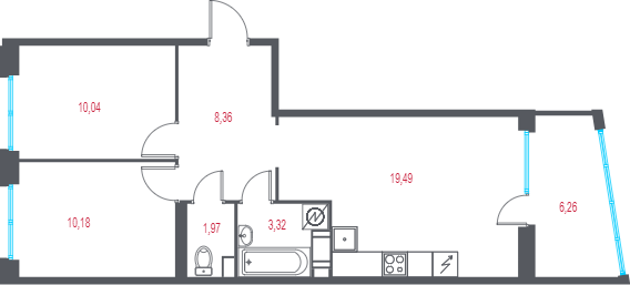 Продажа 2-комн квартиры в новостройке Пушкин г., 1-я линия, территория Лесное,  к. 1.3