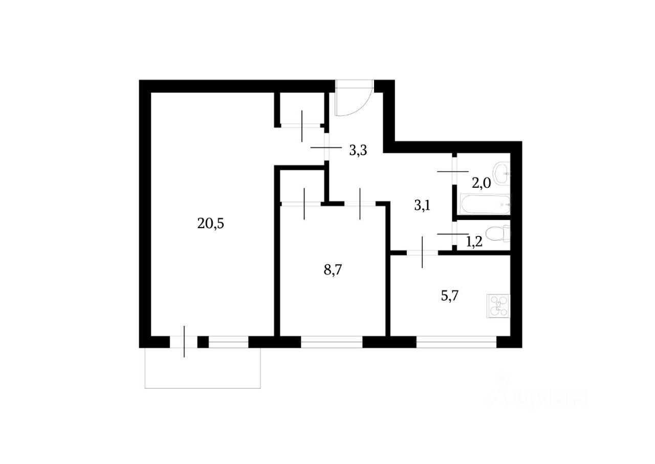 Продажа 2-комн квартиры на вторичном рынке улица Островитянова, 41К2