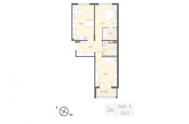 Планировка ЖК Пулково Lake, 31 м2