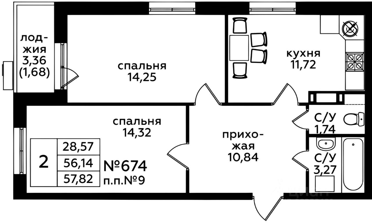 Аренда 2-комн квартиры на вторичном рынке улица Яворки, 1к4
