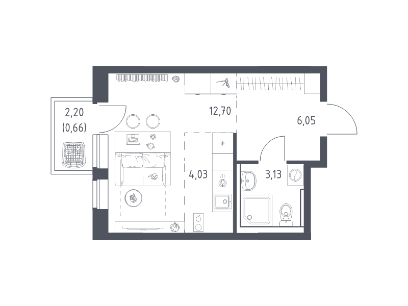Продажа студии Алхимово д., Полевая ул.,  к. 2