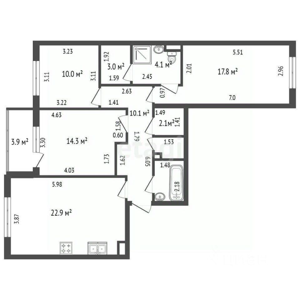 Продажа 3-комн квартиры на вторичном рынке улица Владимира Пчелинцева, 6к2