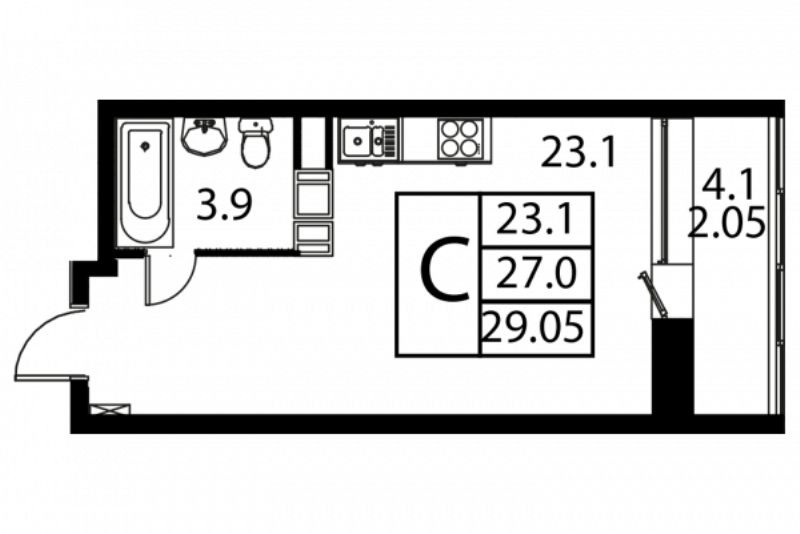 Продажа студии Домодедово с., Жуковского ул.,  к. 3