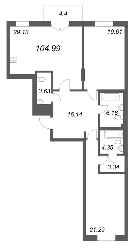 Продажа 2-комн квартиры в новостройке Санкт-Петербург г., Фонтанки реки наб.,  к. 1