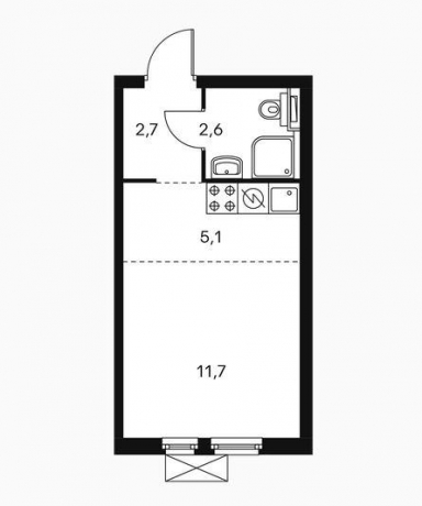 Планировка ЖК Михайловский парк, 16.8 м2