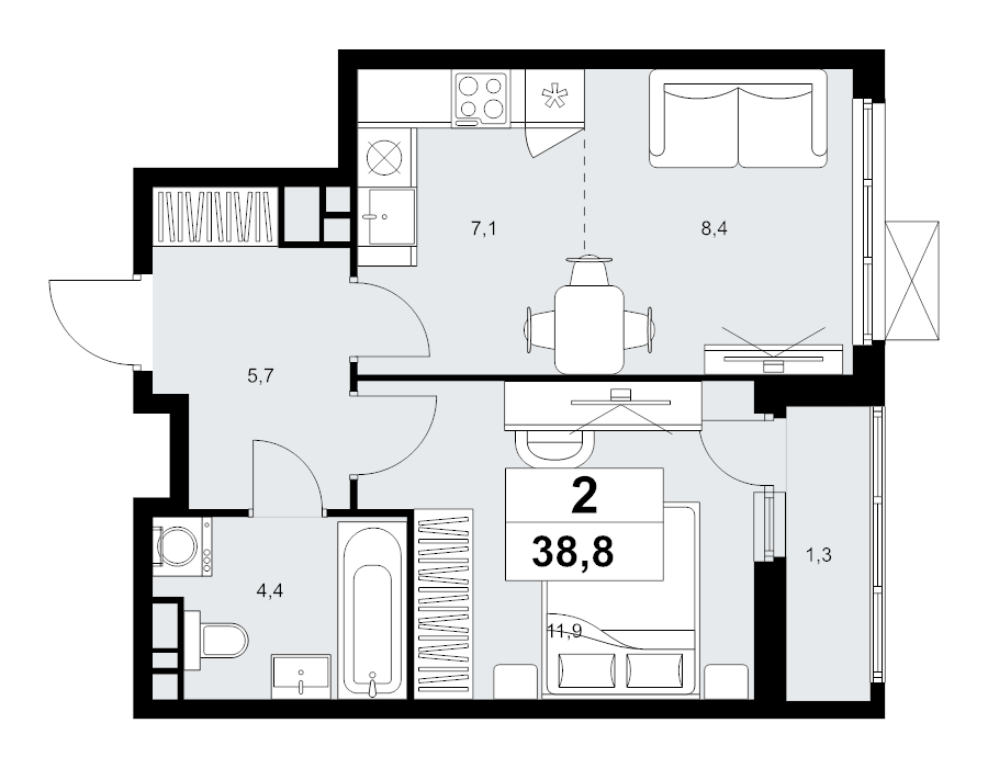 Продажа 1-комн квартиры в новостройке Коммунарка п., Эдварда Грига ул.,  к. 18.2.2