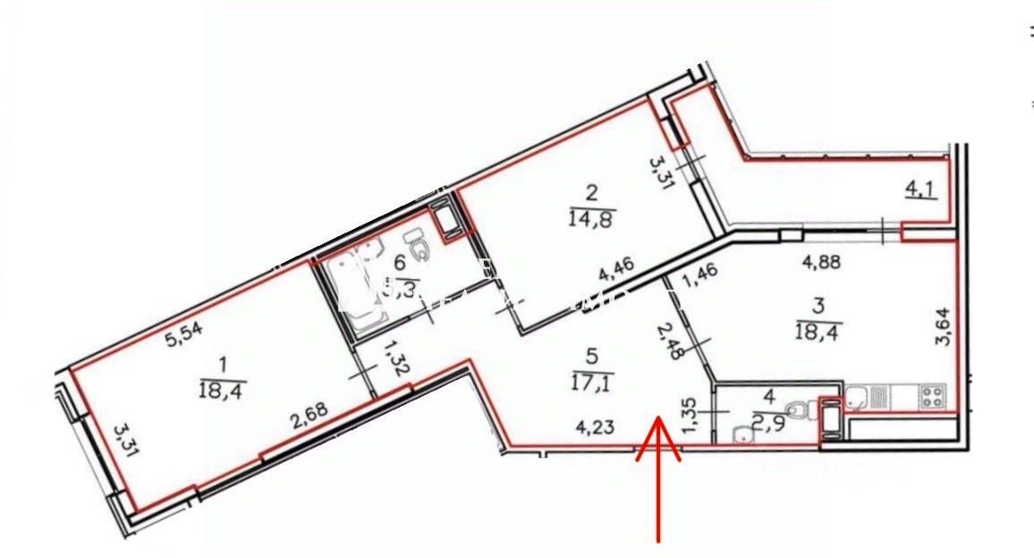 Продажа 2-комн квартиры на вторичном рынке набережная Реки Смоленки, 3к2