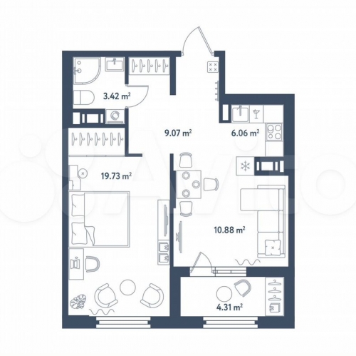 1-комн квартира Ломаная улица,  д. 3Б