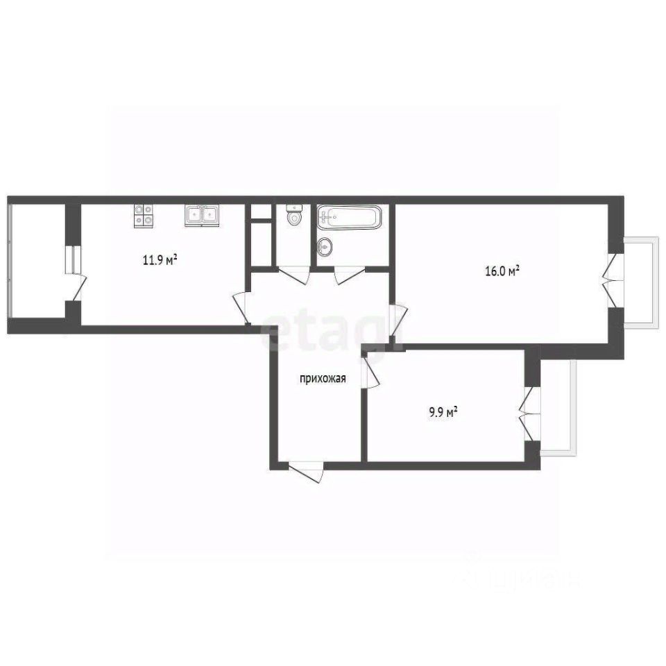 Продажа 2-комн квартиры на вторичном рынке с. Николо-Урюпино, улица Полковника Глазунова, 4