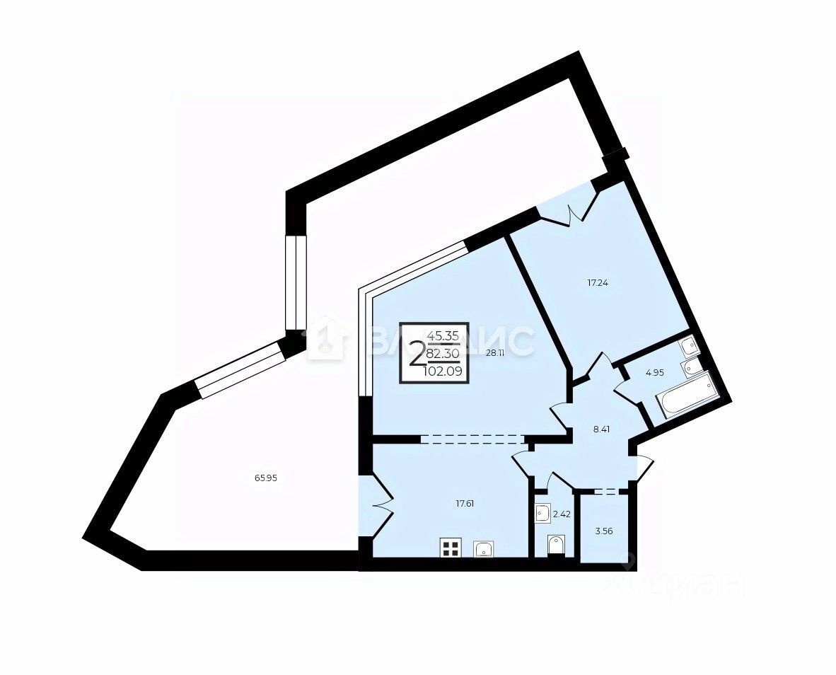 Продажа 2-комн квартиры на вторичном рынке проспект Тореза, 118