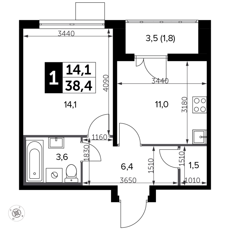 Продажа 1-комн квартиры в новостройке Битца п., Варшавское ш.,  к. 12