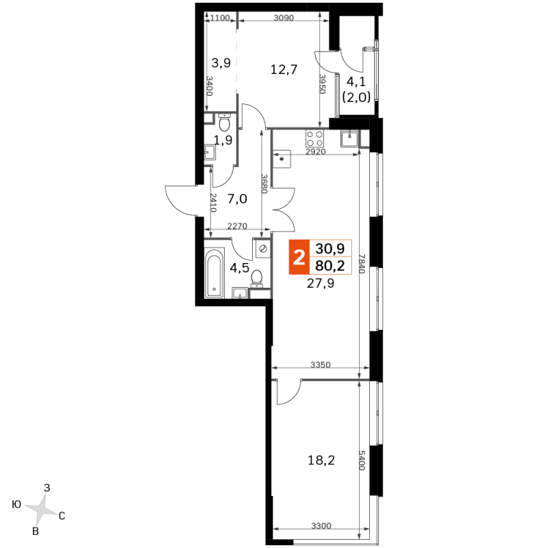 Продажа 2-комн квартиры в новостройке Москва г., Строительный проезд,  к. 1