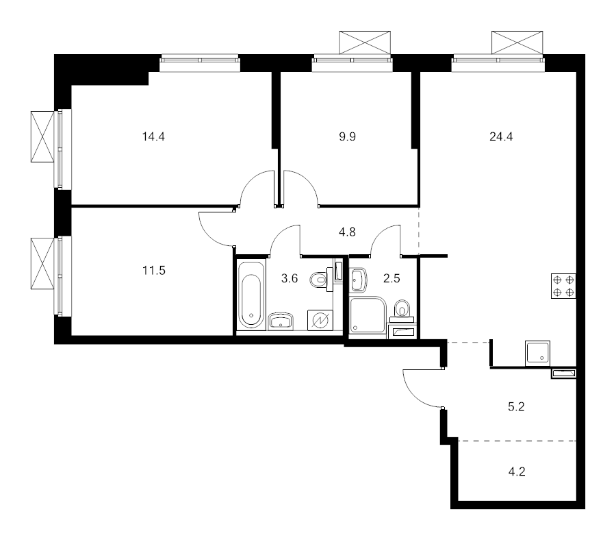 Продажа 3-комн квартиры в новостройке Москва г., Кирпичные Выемки ул.,  к. 1