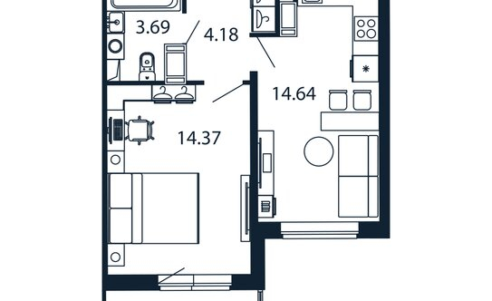 Продажа 1-комн квартиры на вторичном рынке Мурино г, Ручьевский пр-кт,  д. 20 с1