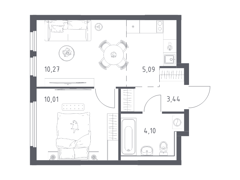 Продажа 1-комн квартиры в новостройке Мисайлово д., Молодежный б-р,  к. 19