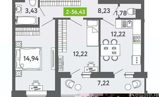 Продажа 2-комн квартиры на вторичном рынке улица Лагоды,  д. 5