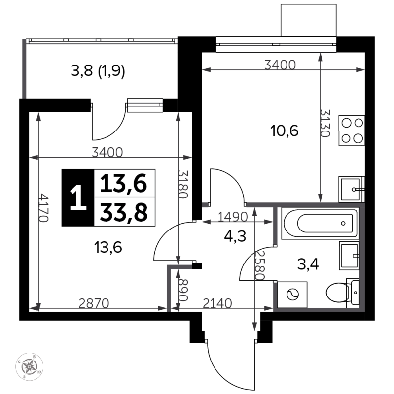 Продажа 1-комн квартиры в новостройке Битца п., Варшавское ш.,  к. 12