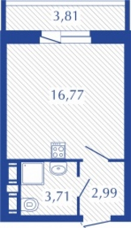 Планировка ЖК Прогресс, 16.77 м2
