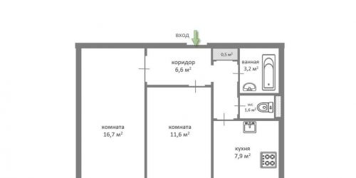 2-комн квартира Елизарова просп.,  д. 11
