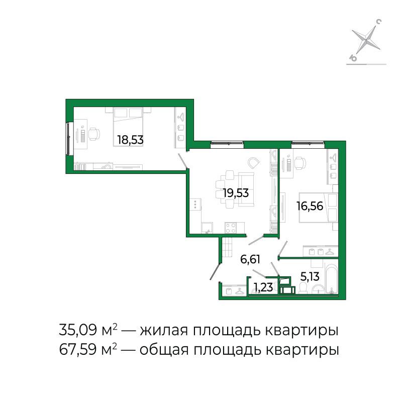 Продажа 2-комн квартиры в новостройке Сертолово г., Дмитрия Кожемякина ул.,  к. 3