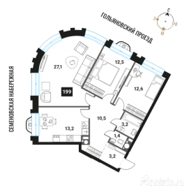 Продажа 3-комн квартиры в новостройке Семеновская наб. 3 стр. 13 А улица