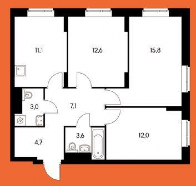 Планировка ЖК Green park, 40.4 м2