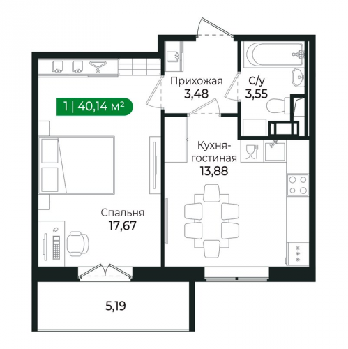 1-комн квартира Сертолово г., Дмитрия Кожемякина ул.,  к. 3