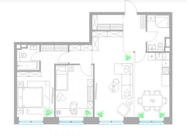 Планировка ЖК Level Причальный,  м2