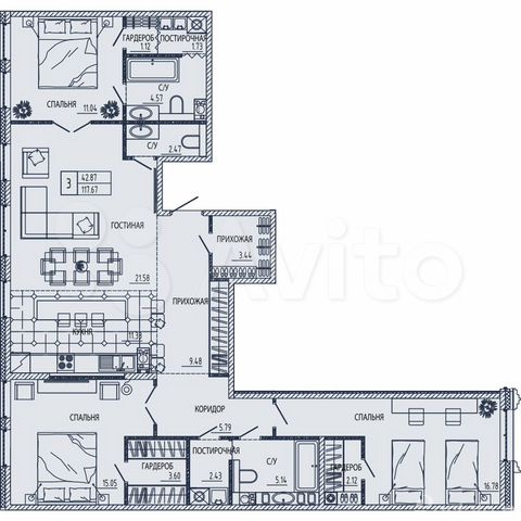 Продажа 3-комн квартиры в новостройке 19-я линия,  д. 4
