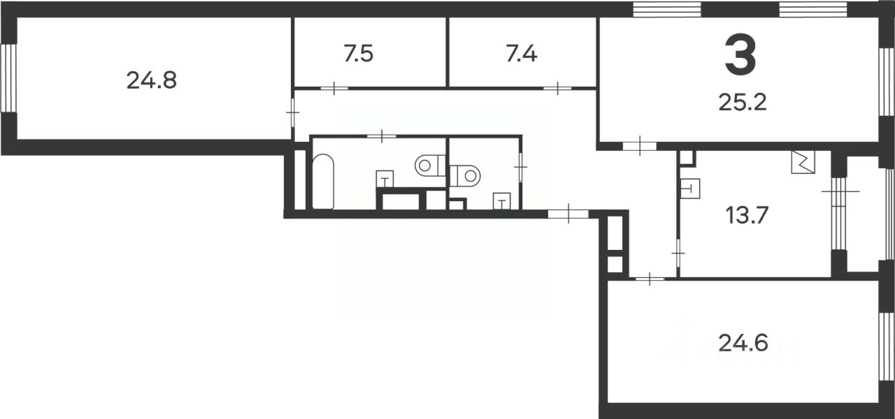 Продажа 3-комн квартиры на вторичном рынке Береговой проезд, 1Б