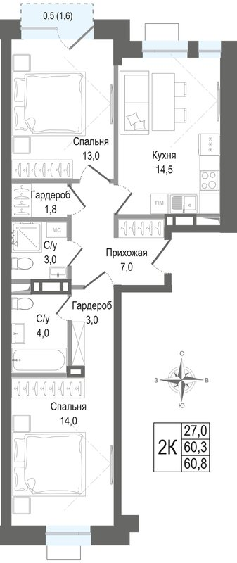 Продажа 2-комн квартиры в новостройке Королёв г.,  к. 3