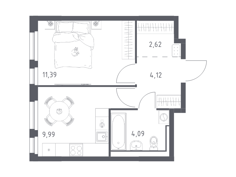 Продажа 1-комн квартиры в новостройке Новосаратовка д., Покровская Дорога ул.,  к. 1.3