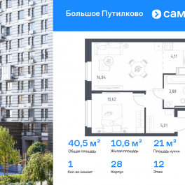 Продажа 1-комн квартиры в новостройке посёлок городского типа Путилково, жилой комплекс Большое Путилково, 28
