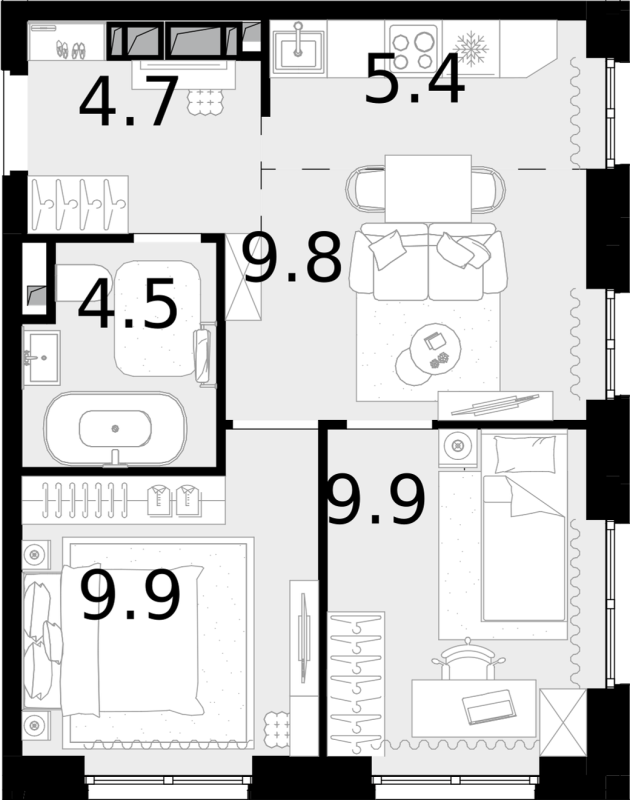 Продажа 2-комн квартиры в новостройке Коммунарка п., Бачуринская ул.,  к. 3