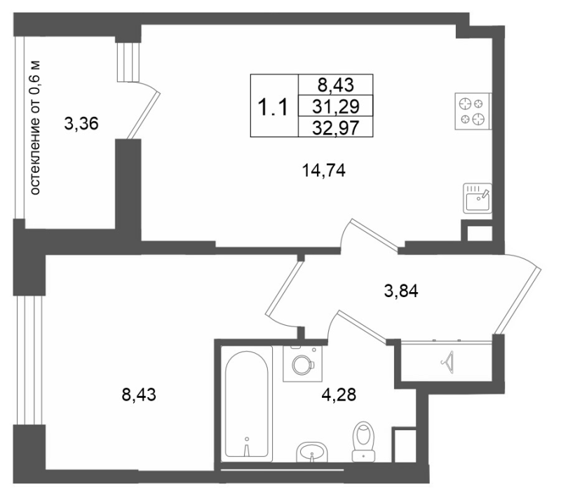 Продажа 1-комн квартиры в новостройке Новосаратовка д., Покровская Дорога ул.,  к. 13