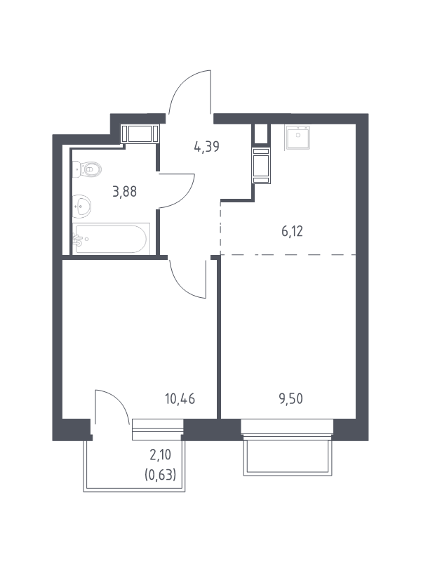 Продажа 1-комн квартиры в новостройке Мирный п., Свободы ул.,  к. 6.1
