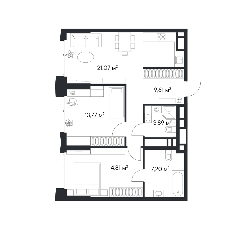 Продажа 2-комн квартиры в новостройке Нагатинская ул,  к. 1.2