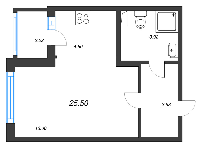 Продажа студии Стрельна п., Будённого пр-кт,  к. 2.2