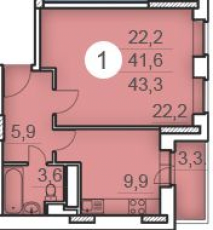 Планировка ЖК Супонево Life, 22.2 м2